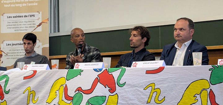 Conférence avec Alain de Carlo, Stéphane Diagana, Maxime Luiggi et Régis Juanico.